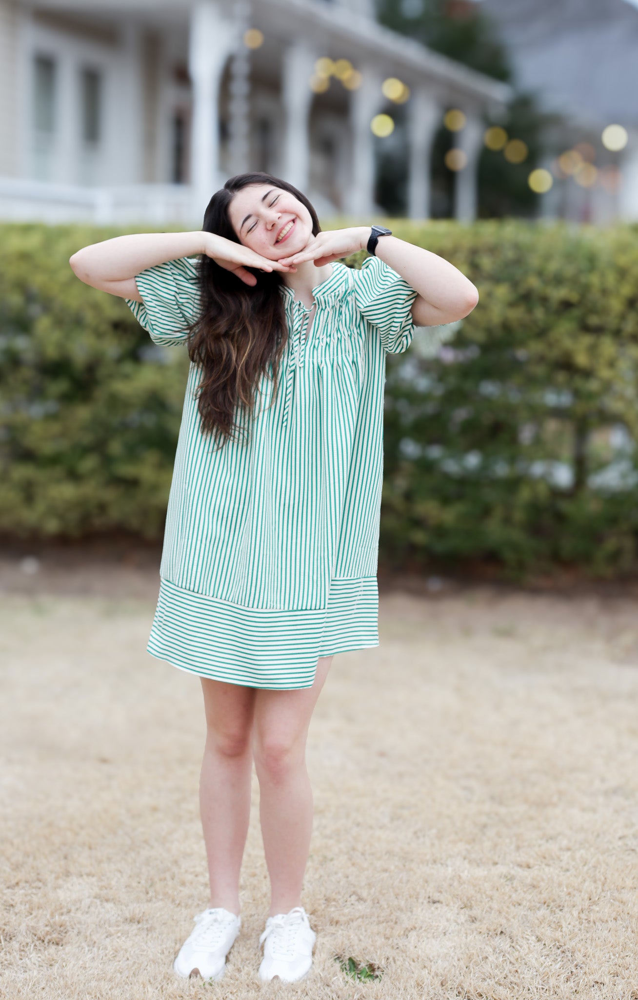 By the Score Board Pintuck Dress in Green - Shoppe3130
