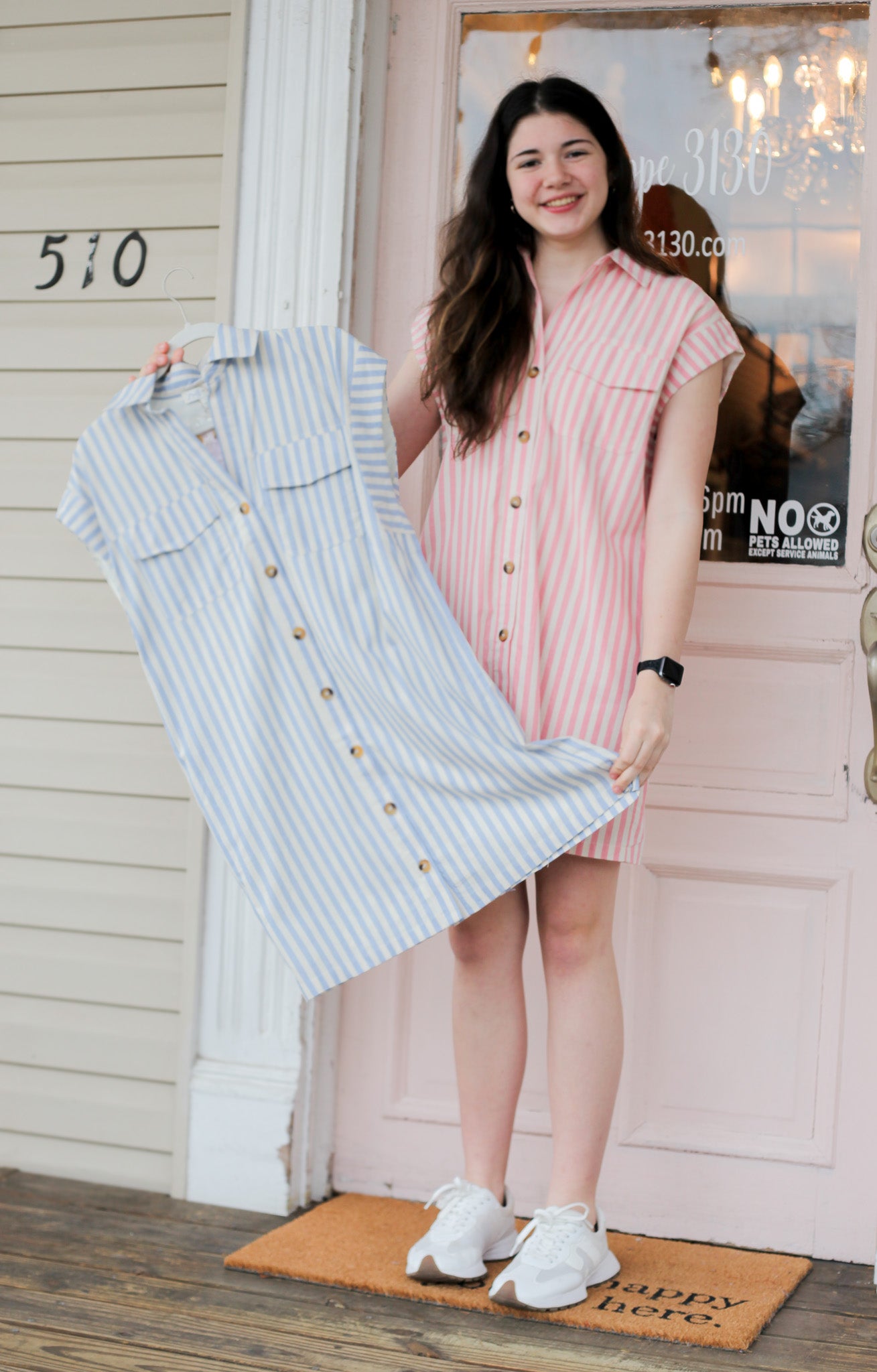 Candy Stripe Pocketed Dress - Shoppe3130