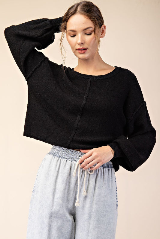 DOORBUSTER Textured Cropped Length Knit Sweater