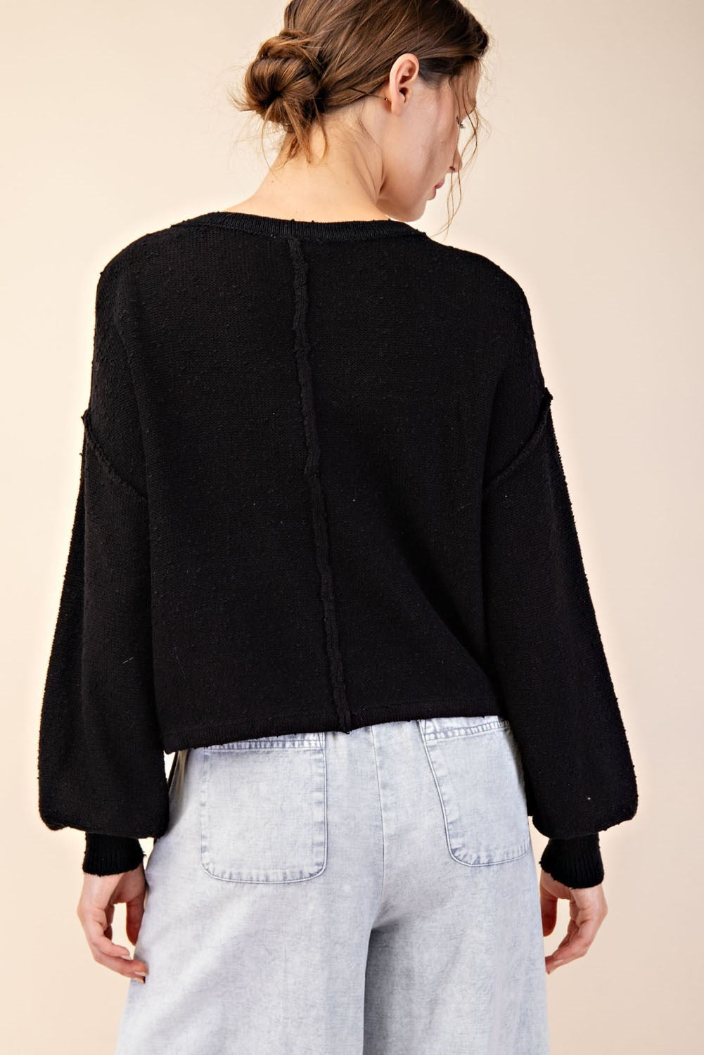 DOORBUSTER Textured Cropped Length Knit Sweater