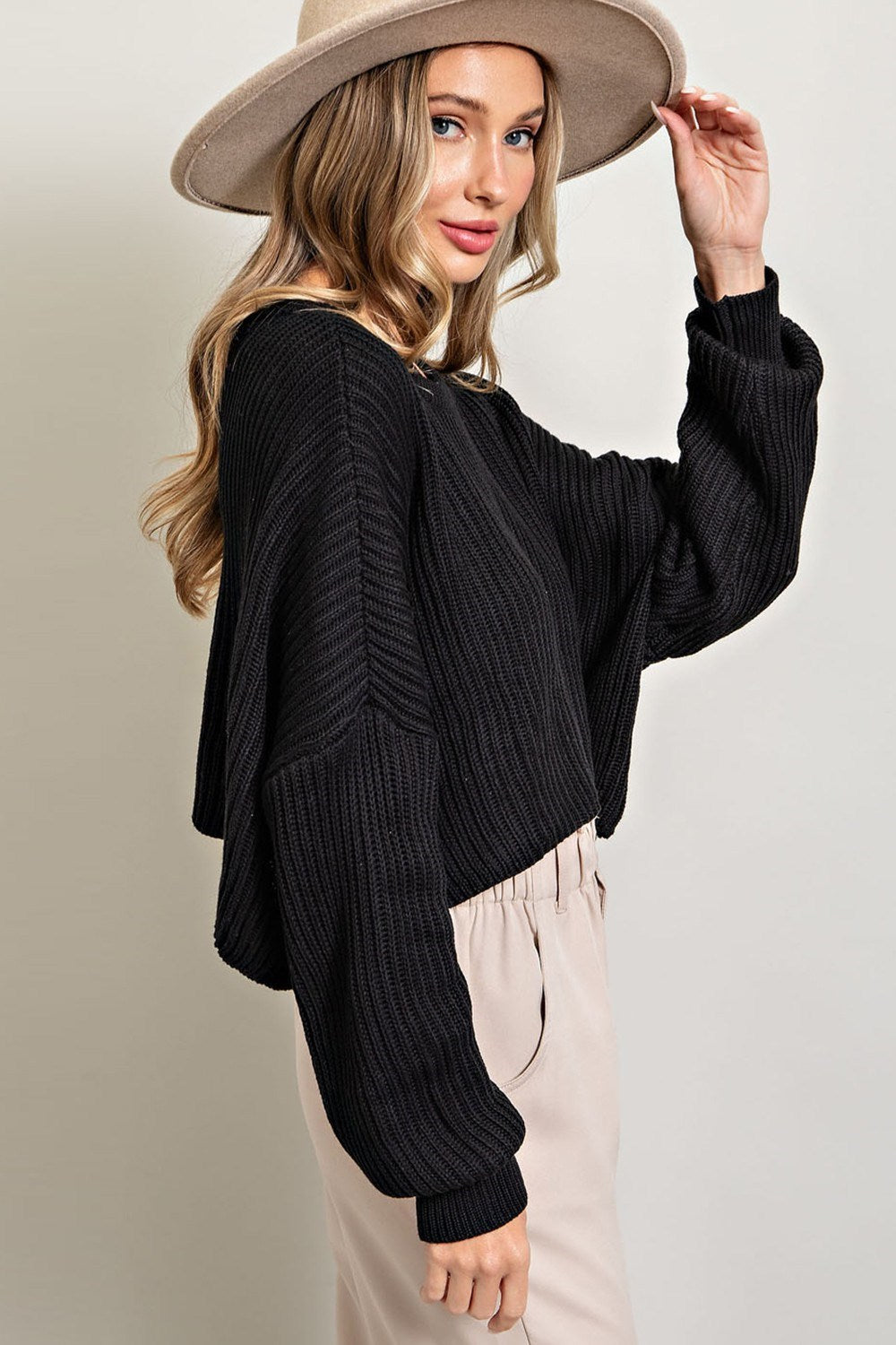 FINAL SALE Longing for The Weekend Cropped Knit Sweater