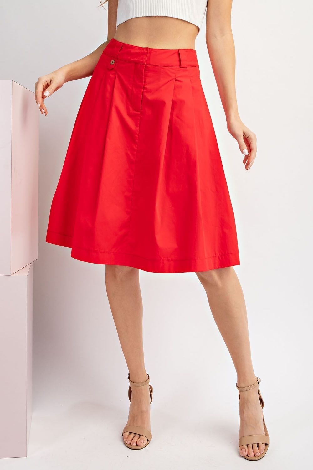 FINAL SALE Solid A Line Midi Skirt