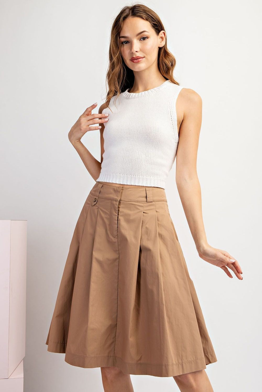 FINAL SALE Solid A Line Midi Skirt
