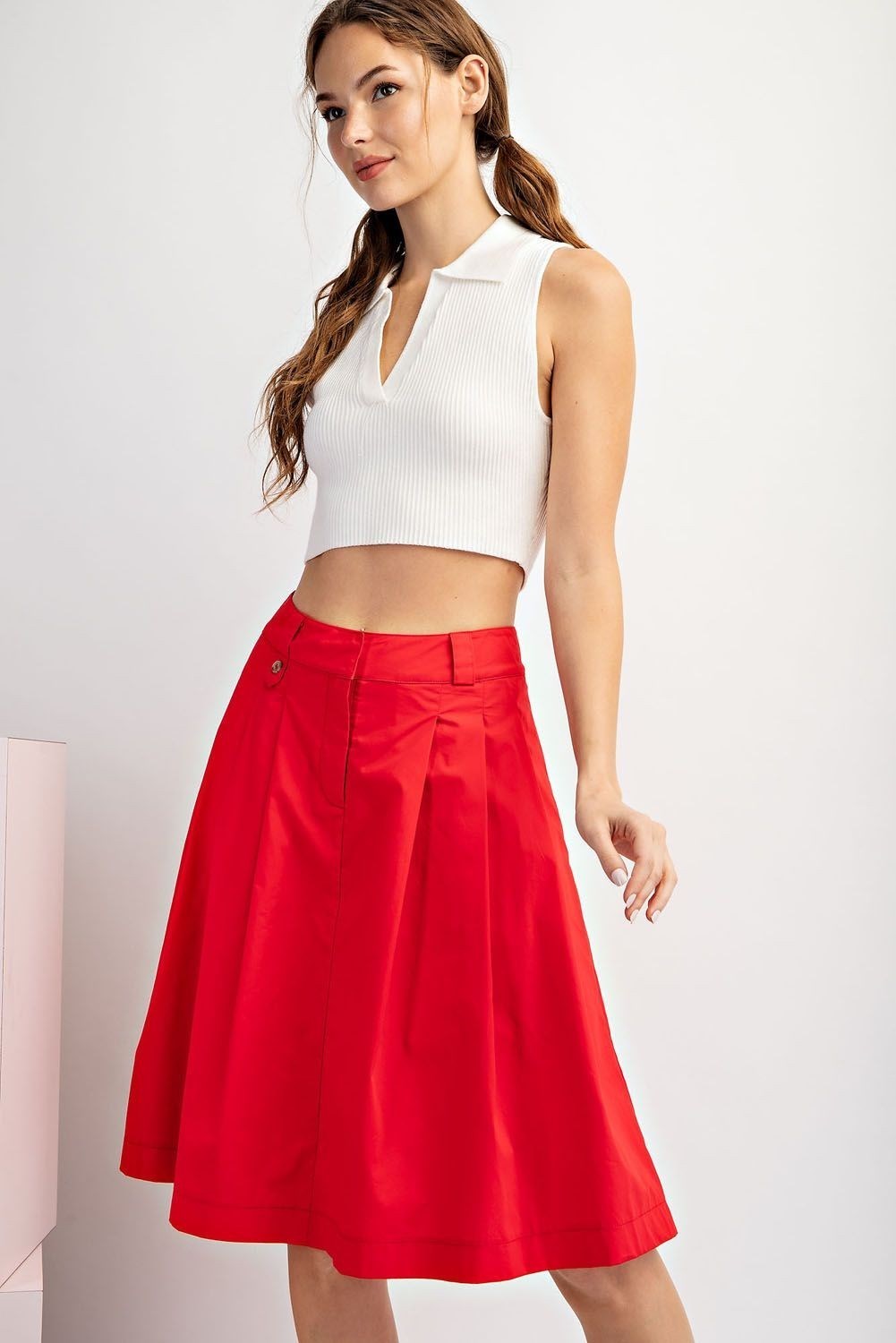 FINAL SALE Solid A Line Midi Skirt