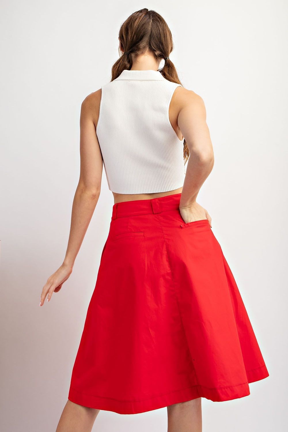 FINAL SALE Solid A Line Midi Skirt