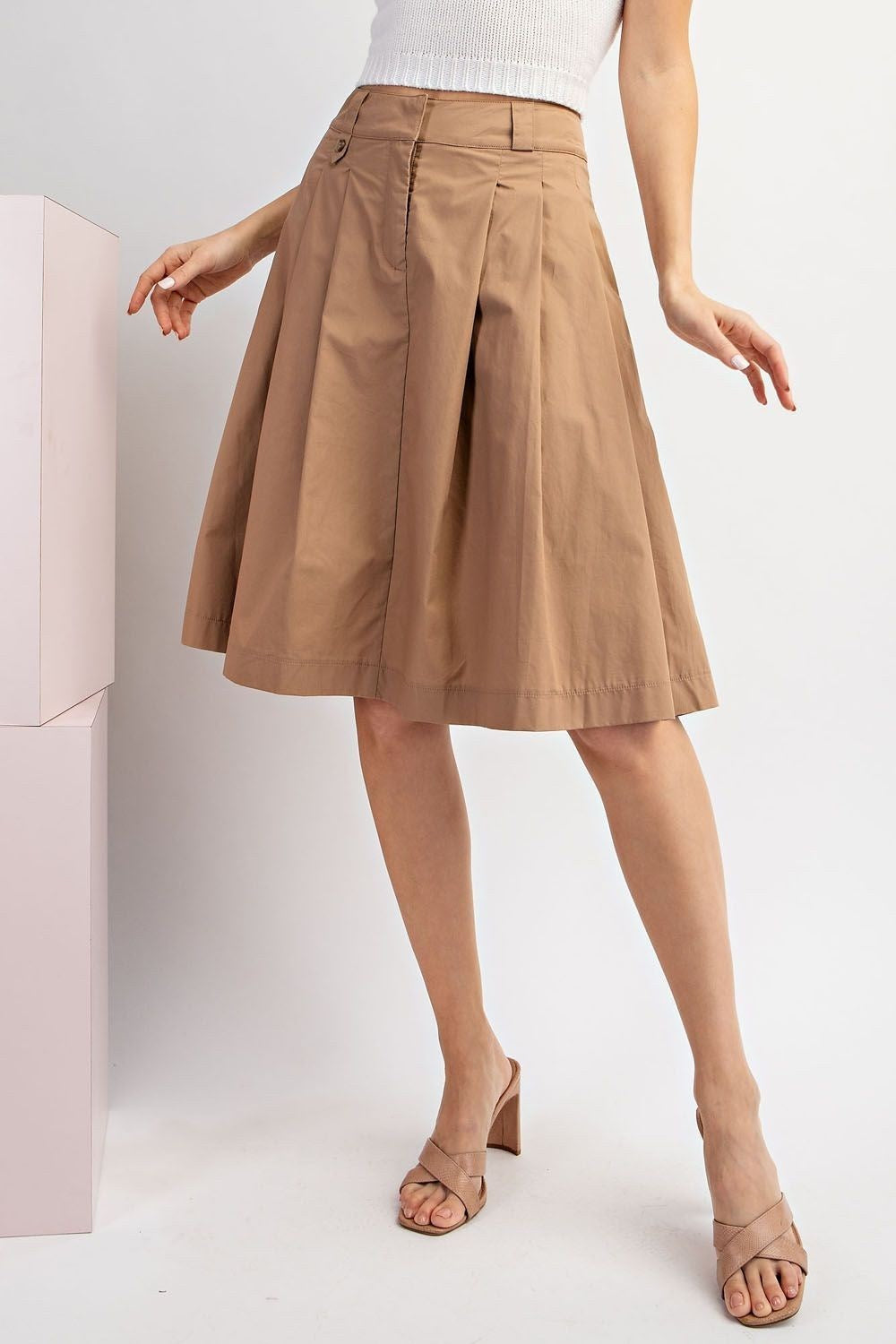FINAL SALE Solid A Line Midi Skirt
