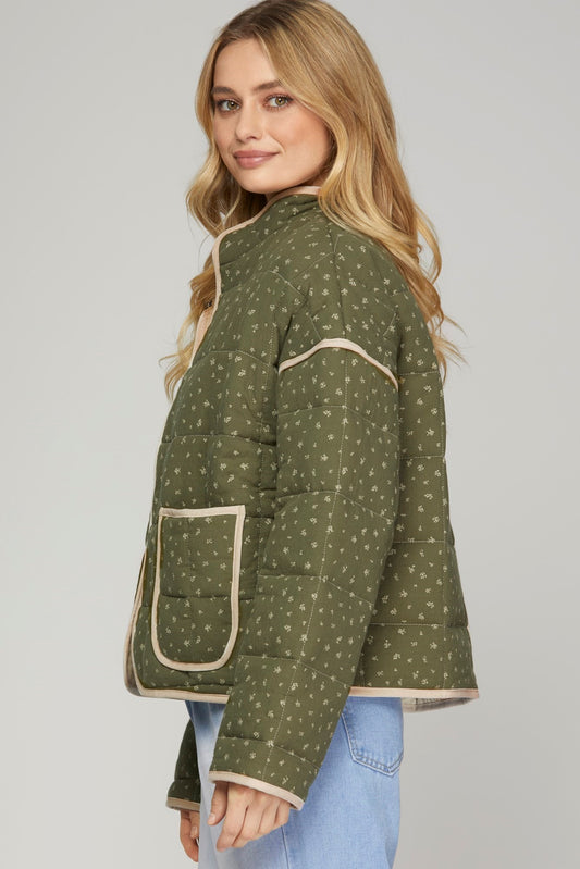 Quilted Olive Rose Jacket