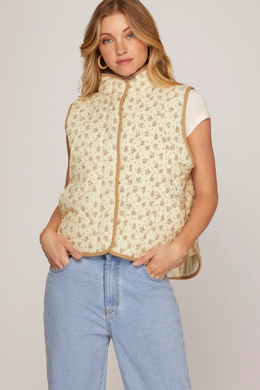 Quilted Cream Rose Vest