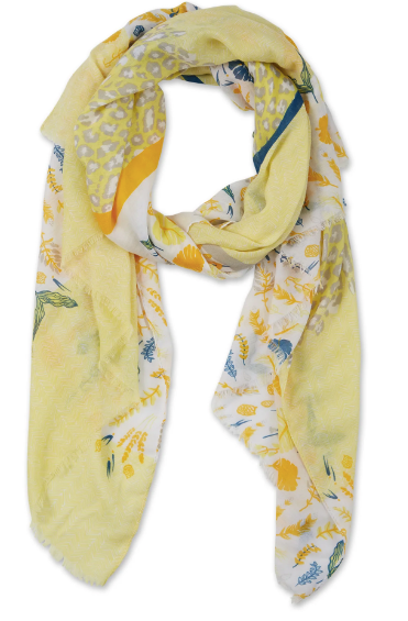 Yellow Floral Leopard Scarf