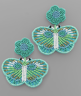 Butterflies When We Are Together Seed Bead Earrings