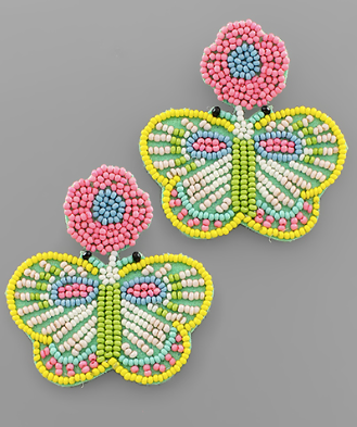 Butterflies When We Are Together Seed Bead Earrings