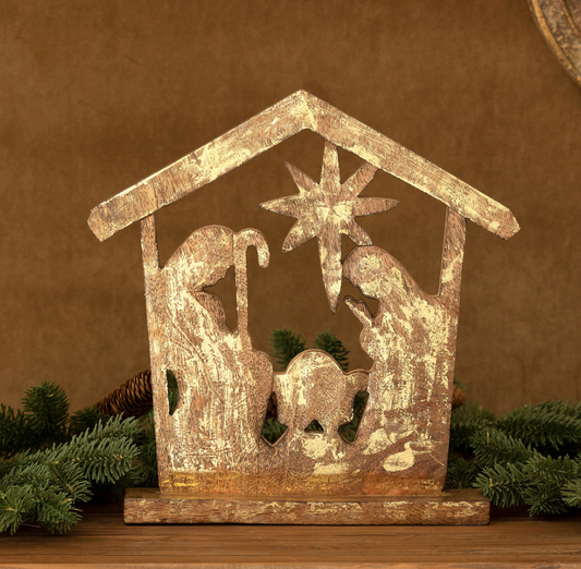 Wooden Carved Tabletop Nativity