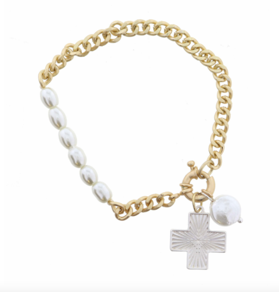 Bethany Pearl and Gold Bracelets