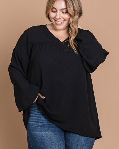 Kylie V-Neck Front Detail Long Sleeve Top