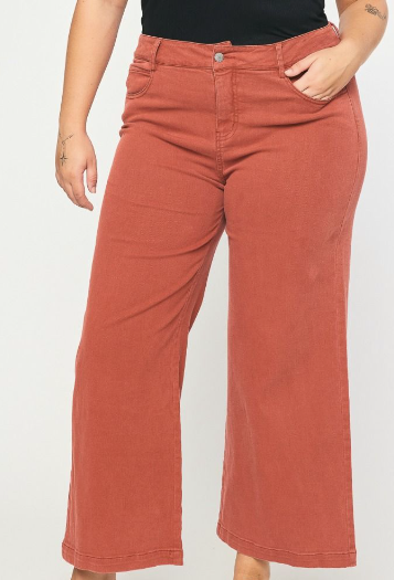 Curvy Rust Cropped Super Soft Denim Jeans