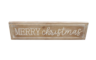 Wood Merry Christmas Sign With Bead Edge