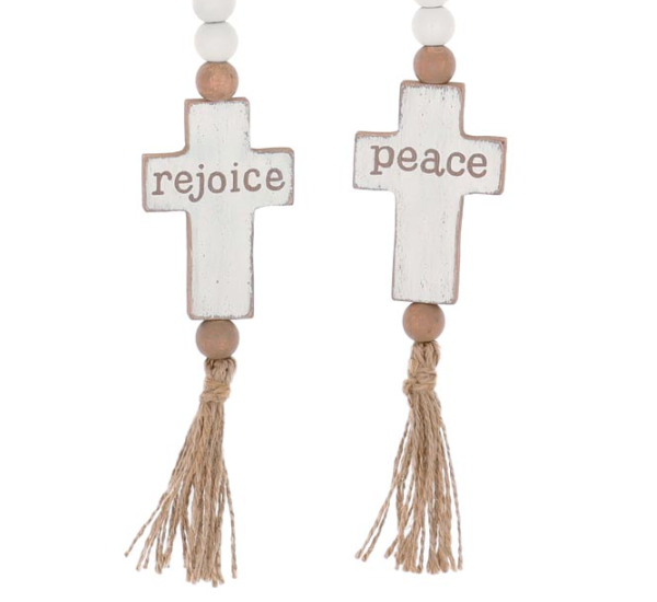 Rustic Prayer Bead Cross Ornaments