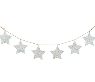 White Washed Tin Star Garland