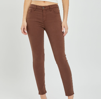 Brown Mid Rise Cello Cropped Skinny Jeans