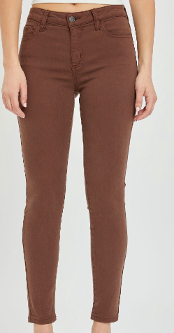Brown Mid Rise Cello Cropped Skinny Jeans