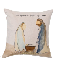 Nativity Pillow 20" Square Cotton Chambray Printed Pillow mom