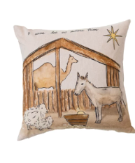 Nativity Pillow 20" Square Cotton Chambray Printed Pillow mom