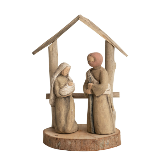 Handmade Driftwood & Paper Mache Nativity w/ Wood Base (Each One Will Vary)