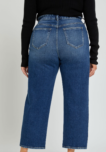 Curvy High Rise Straight Cropped Denim Jeans