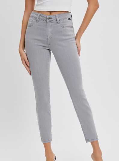Gray Mid Rise Crop Skinnies  by Cello Jeans