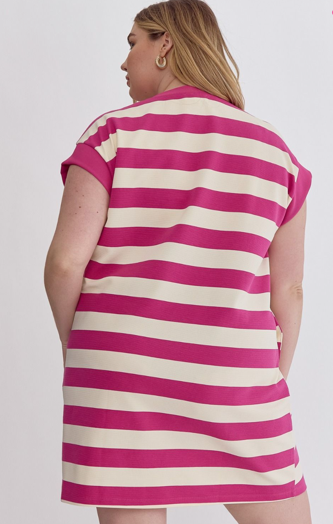Curvy Tell Your Story Stripe Sleeveless Mini Dress