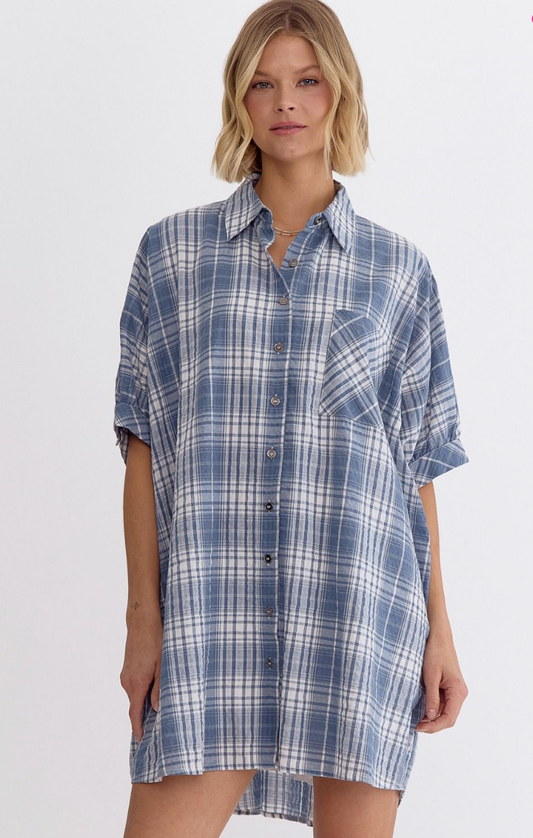 Get Together Plaid Chambray Dress