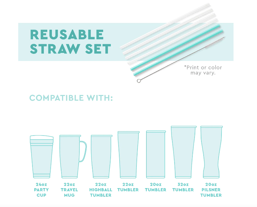 Confetti & Pink Reusable Straw Set (Tall)