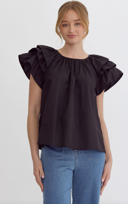 FINAL SALE I'm Just A Girl Ruffle Sleeve Top