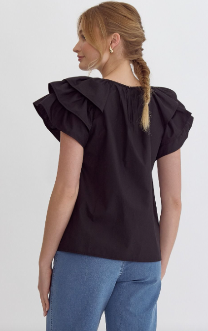 I'm Just A Girl Ruffle Sleeve Top