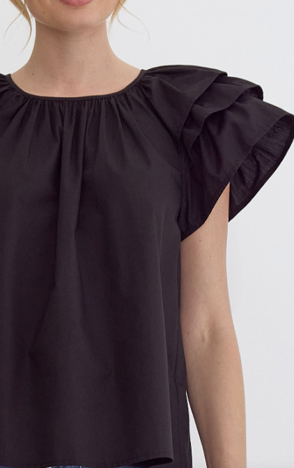 I'm Just A Girl Ruffle Sleeve Top