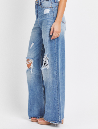 Vintage High Rise Wide Leg Medium Wash Cello Denim