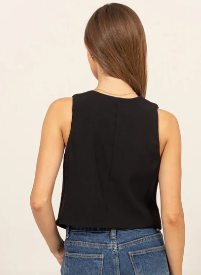 FINAL SALE Black Button Up Vest