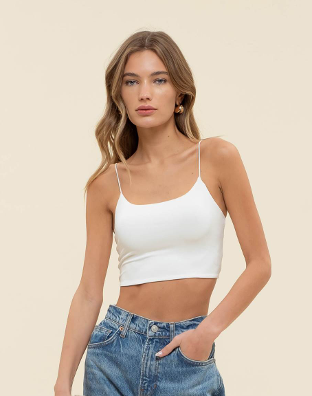 At Ease Seamless Cropped Knit Cami Top