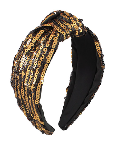 Gameday Black and Gold Sequin Headband