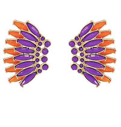 Orange and Purple Gameday Wings Earrings