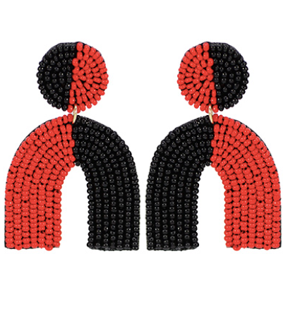 Black and Red Gameday Arch Earrings