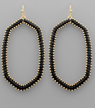 Raffia Wrapped Metal Ball Deco Hexagon Earrings - Shoppe3130