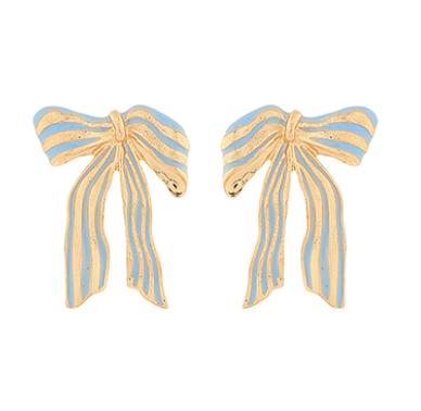 Striped Bow Metal Earrings