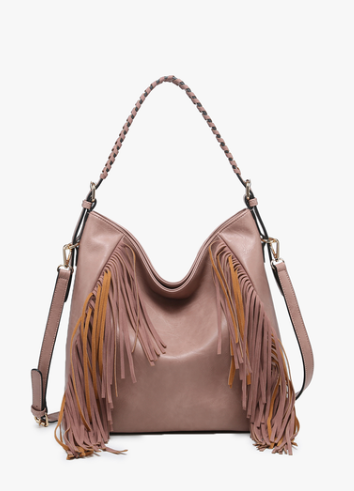 Sav Distressed Hobo  Bag with Fringe Detail