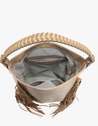 Sav Distressed Hobo  Bag with Fringe Detail