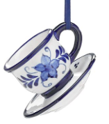 Blue and White Floral Tea Ornament