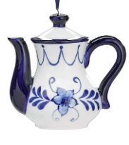 Blue and White Floral Tea Ornament