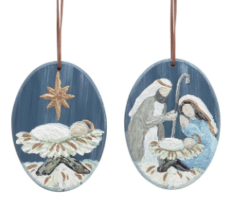 Blue Holy Family Ornament