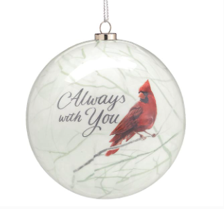 Cream Cardinal paper Mache Ornament