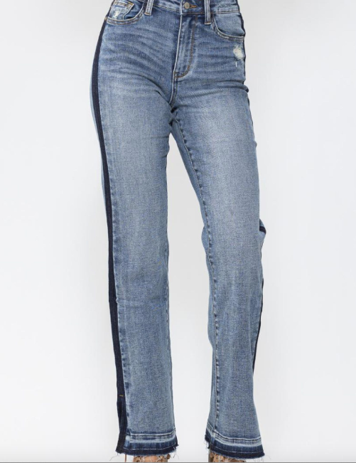 High Waist Side Seam Detail Straight Denim by Judy Blue